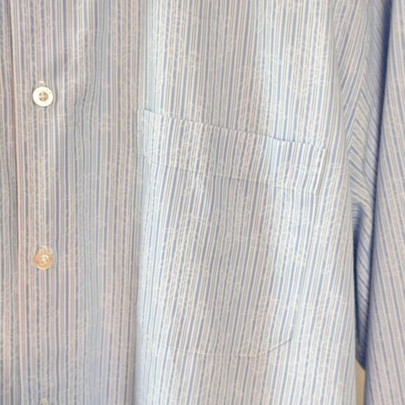 Johnson & Murphy Tailored Fit Mens Dress Shirt Light Blue Striped Floral Sz L - Picture 3 of 10